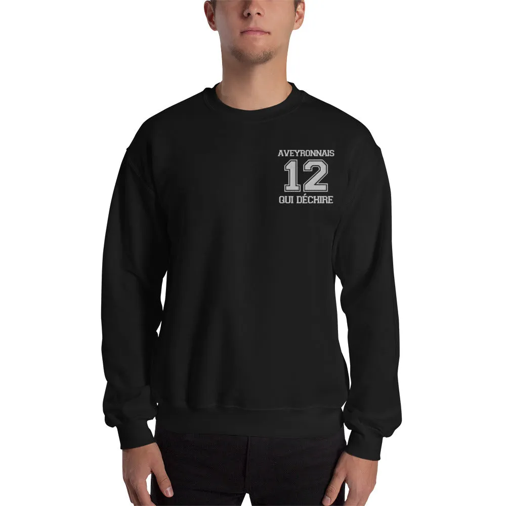 12 - Aveyronnais qui déchire - Sweat Brodé à Col Rond