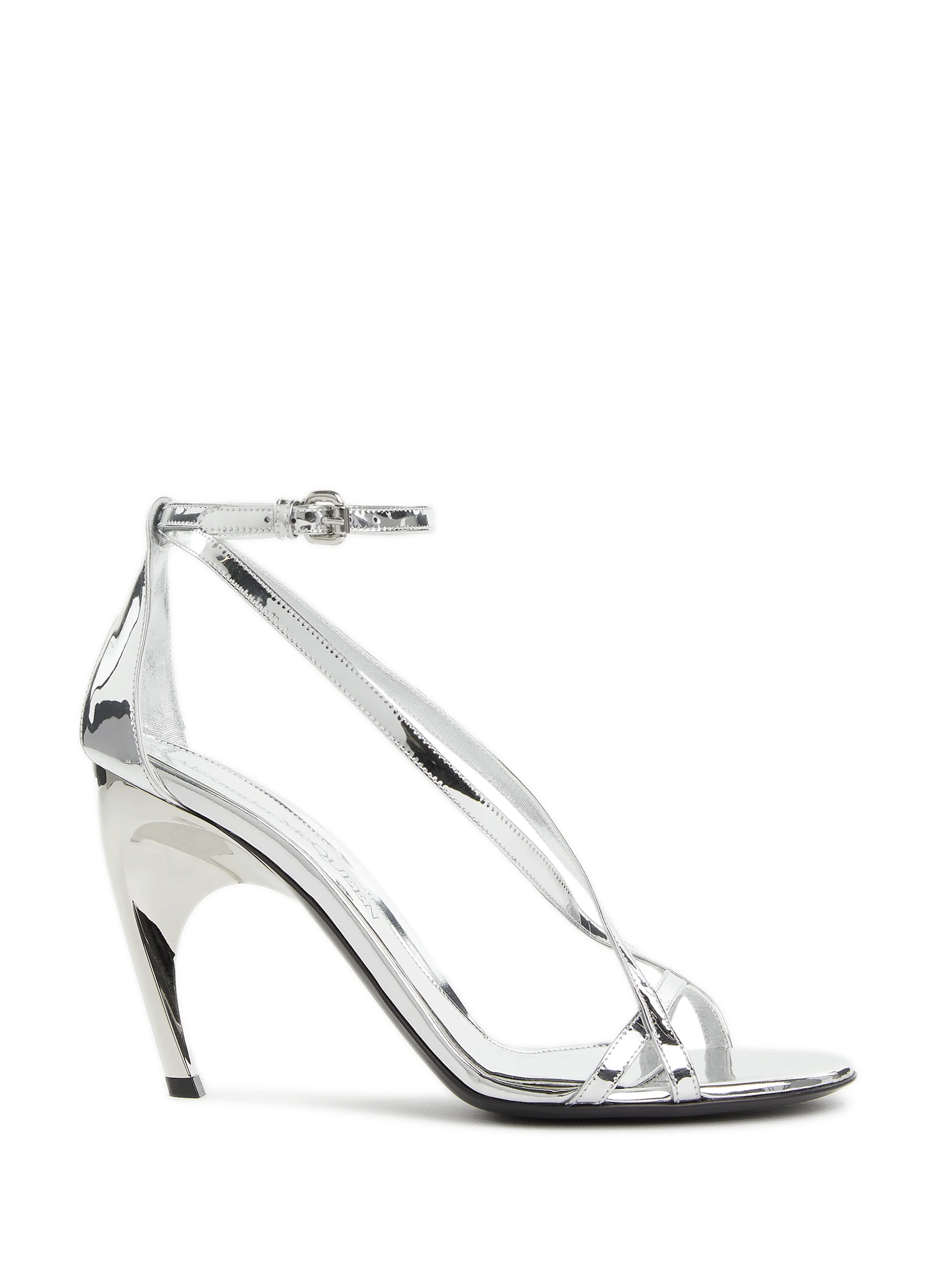 ALEXANDER MCQUEEN  Sandales à talon laquée - Argent