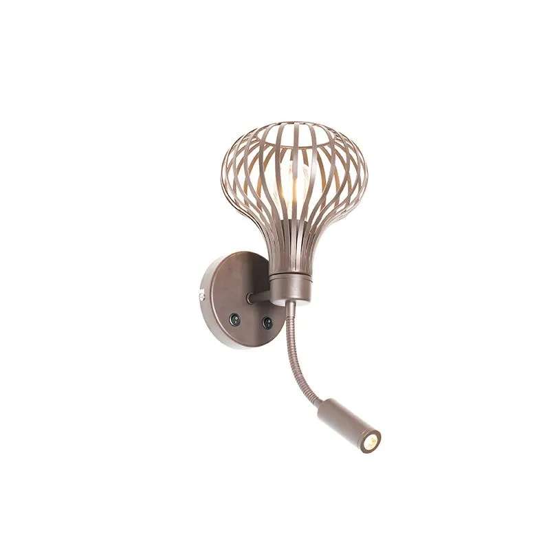 Applique moderne marron avec liseuse 2 lumières - Saffira Brescia