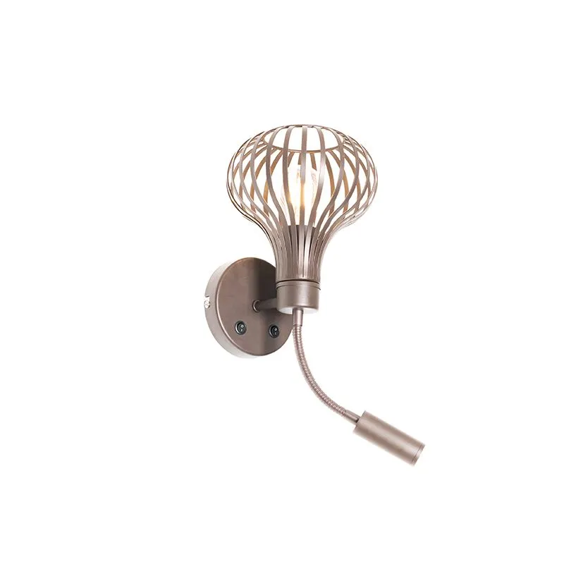 Applique moderne marron avec liseuse 2 lumières - Saffira Brescia
