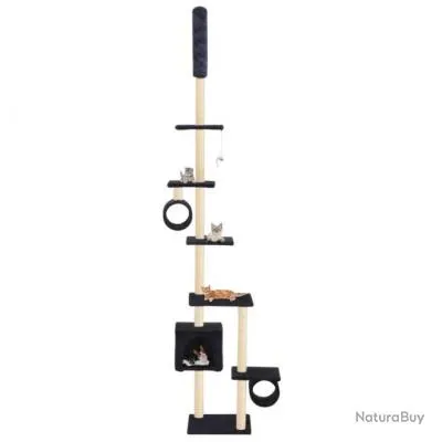 Arbre à chat griffoir grattoir niche jouet animaux peluché en sisal 260 cm bleu foncé 3702086