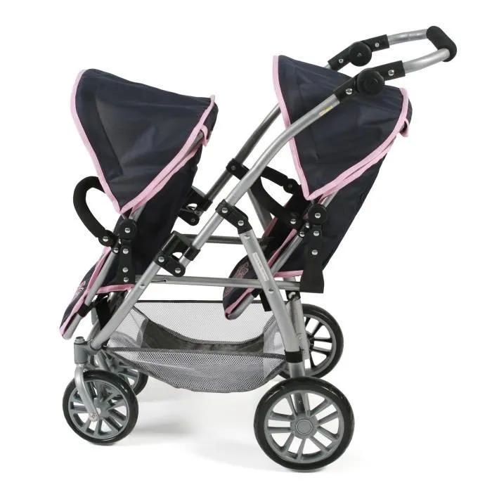 Bayer Chic 2000 - Buggy Tandem Vario - Mélange bleu foncé - anthracite - rose - Pour filles à partir de 3 ans