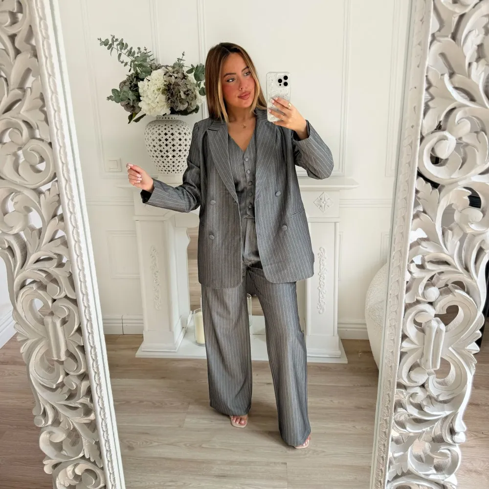 BLAZER SMOKING GRIS RAYURES LOOSE