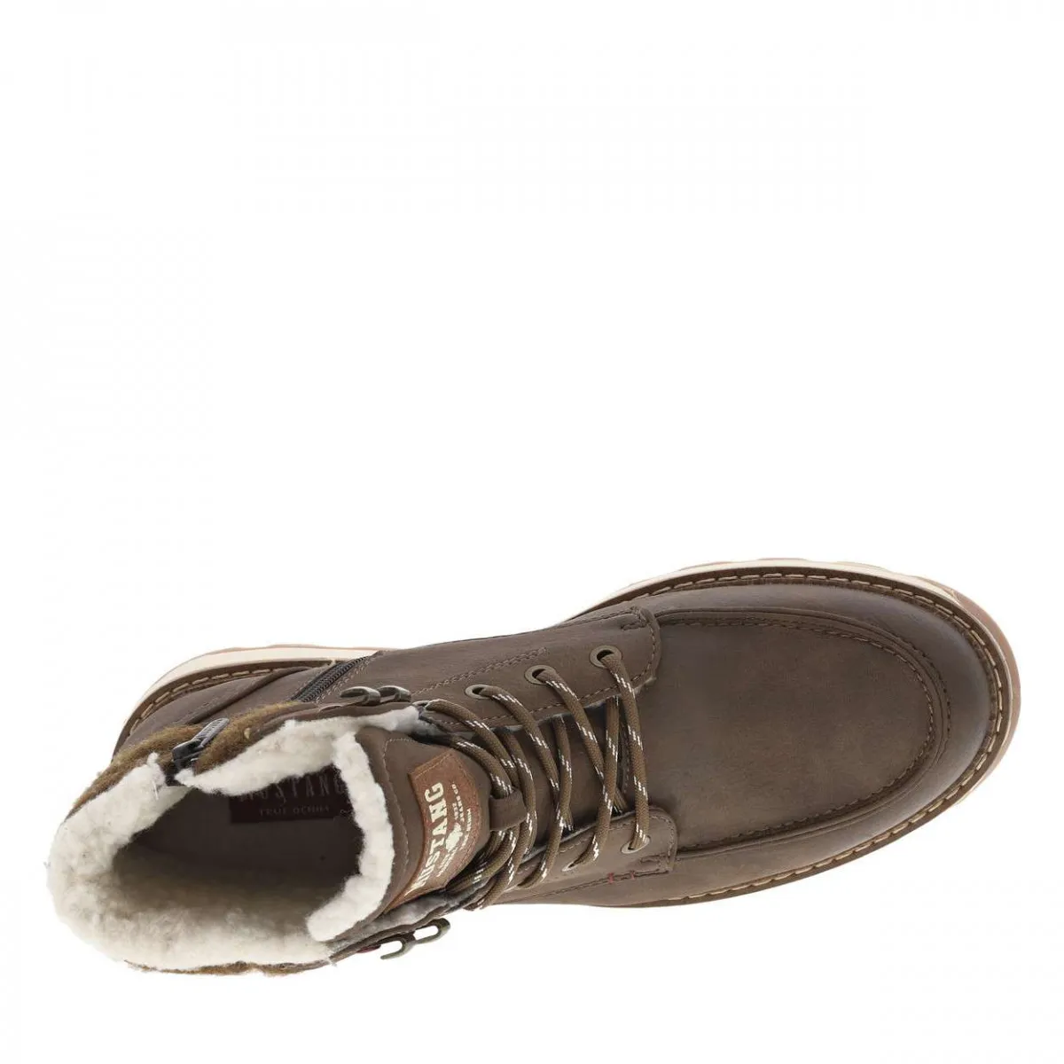 Bottines marron fourrées aspect laine de mouton et double fermeture