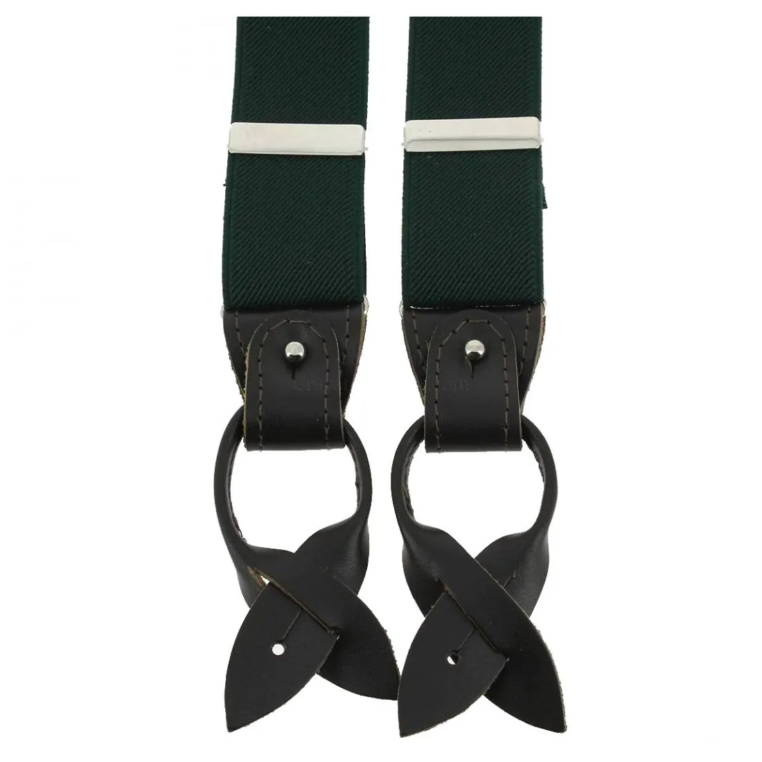 Bretelle 3 attaches Hercule, vert. Cuir noir