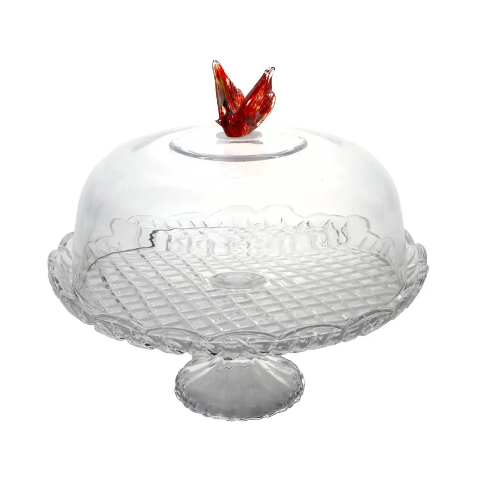 Cloche sur pied Papillon en verre 30 cm Table passion 