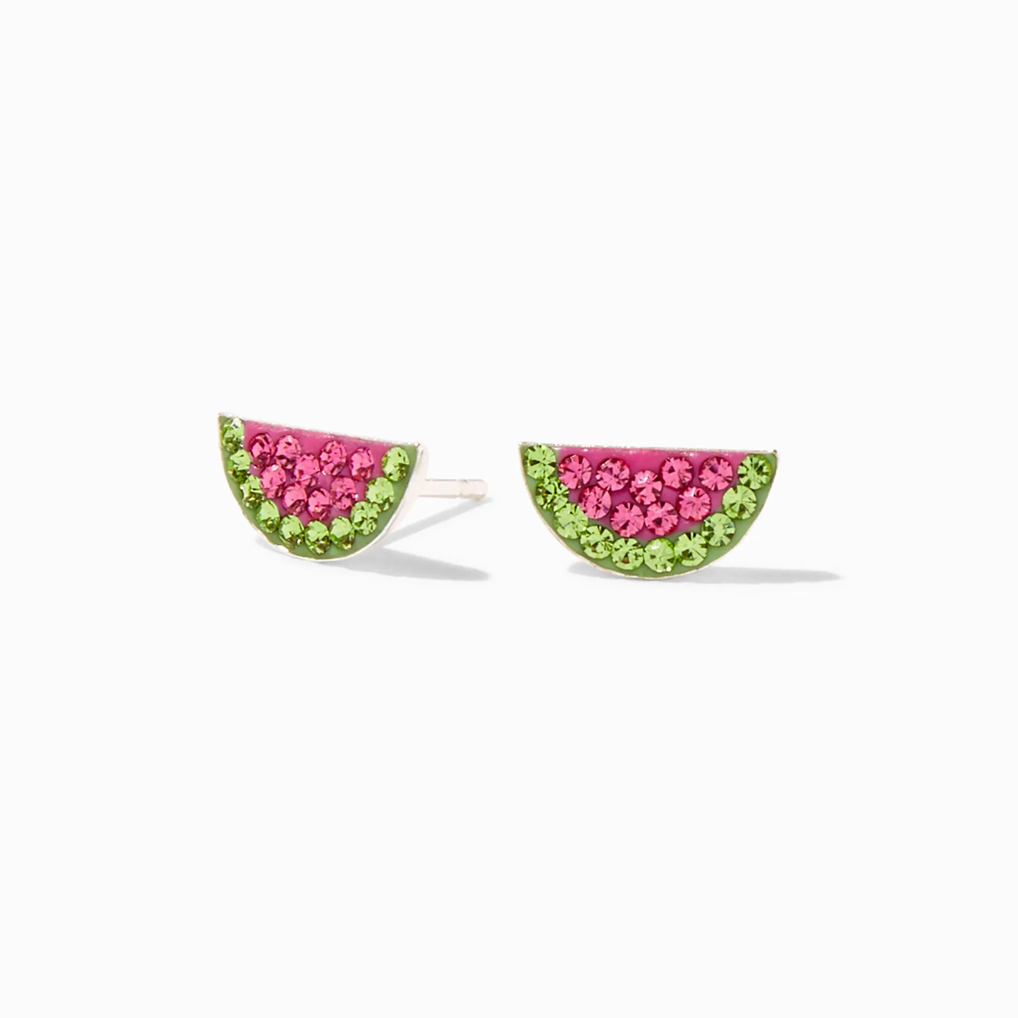 Clous d'oreilles pastèque rose en argent