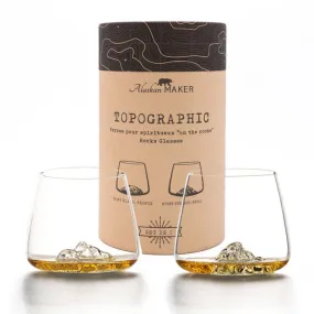 Coffret 2 verres à whisky Topographic : Everest & Mont Blanc - Alaskan Maker