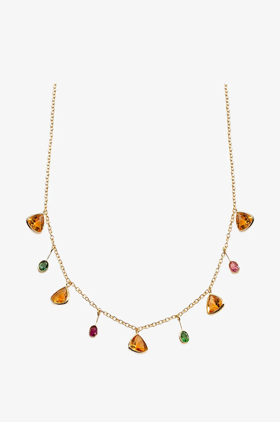 Collier en or rose avec tourmalines et citrine Cabochon