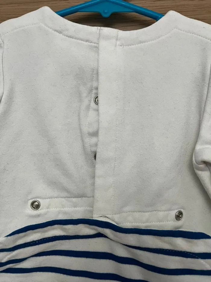 Combinaison jacadi blanche avec rayures bleu taille 18 mois - Jacadi - Prématuré  | Beebs
