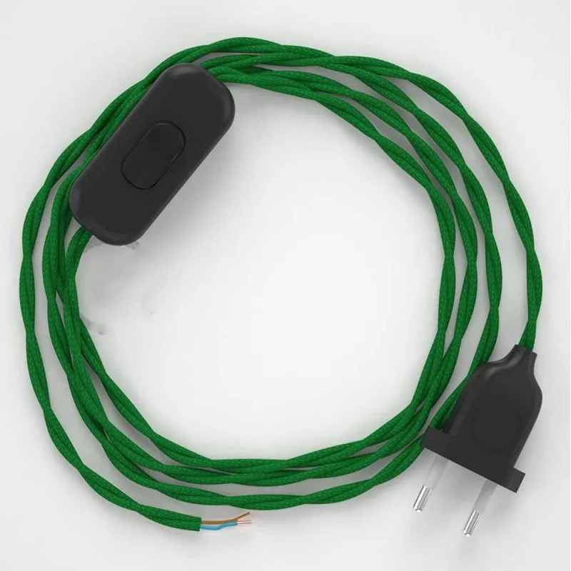 Cordon torsadé vert pour lampe