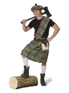 Déguisement Ecossais homme complet, tartan vert