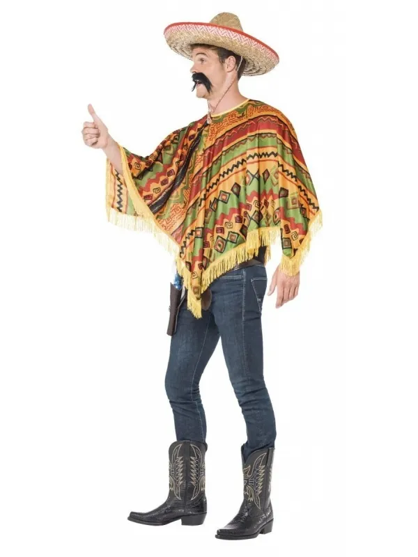 Déguisement Mexicain Orange Adulte (poncho et moustache)
