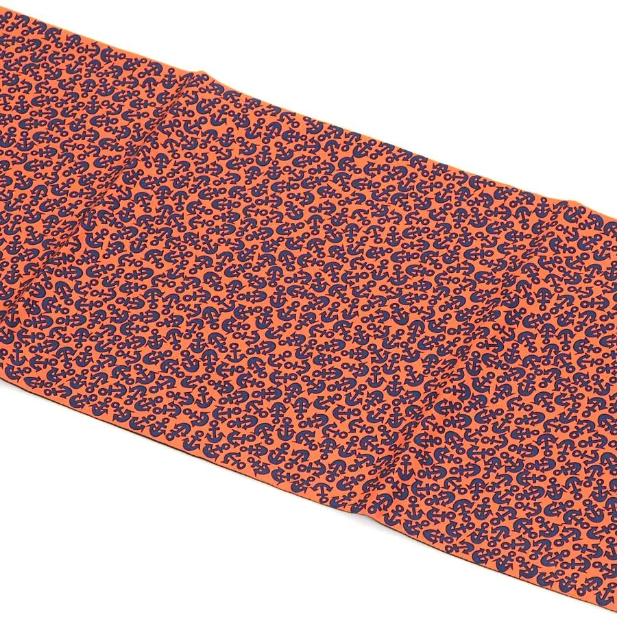 Hermès Châle en soie orange et bleu