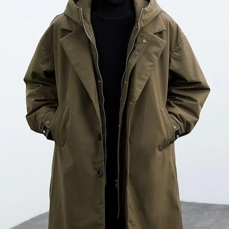 Homme - Manteau long élégant en tissu de qualité - Manteau stylé pour 