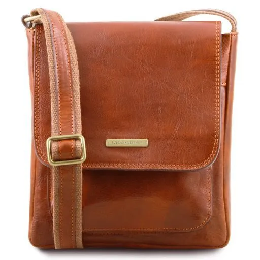 Jimmy - Sac Pour Homme en Cuir Avec Poche Frontale Miel TL141407