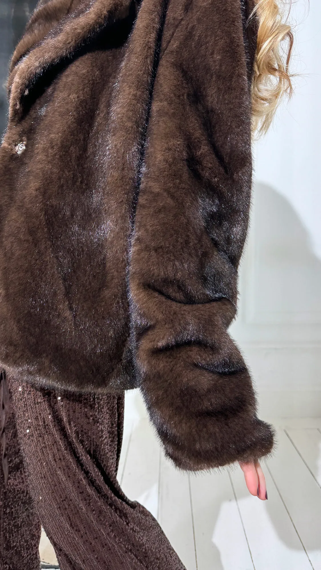 Manteau marron fausse fourrure