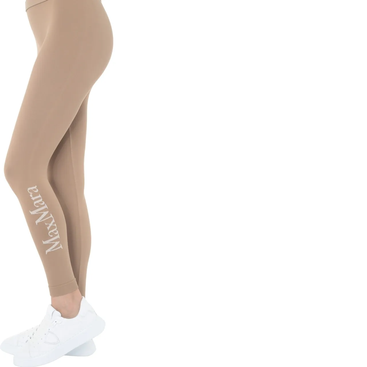 Max Mara Leggings 'S' en tissu technique de couleur camel