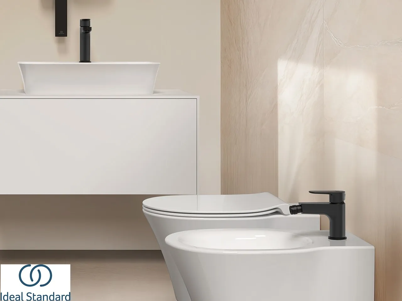 Mitigeur de bidet Ideal Standard® Cerafine O monocommande noir soie mat 
