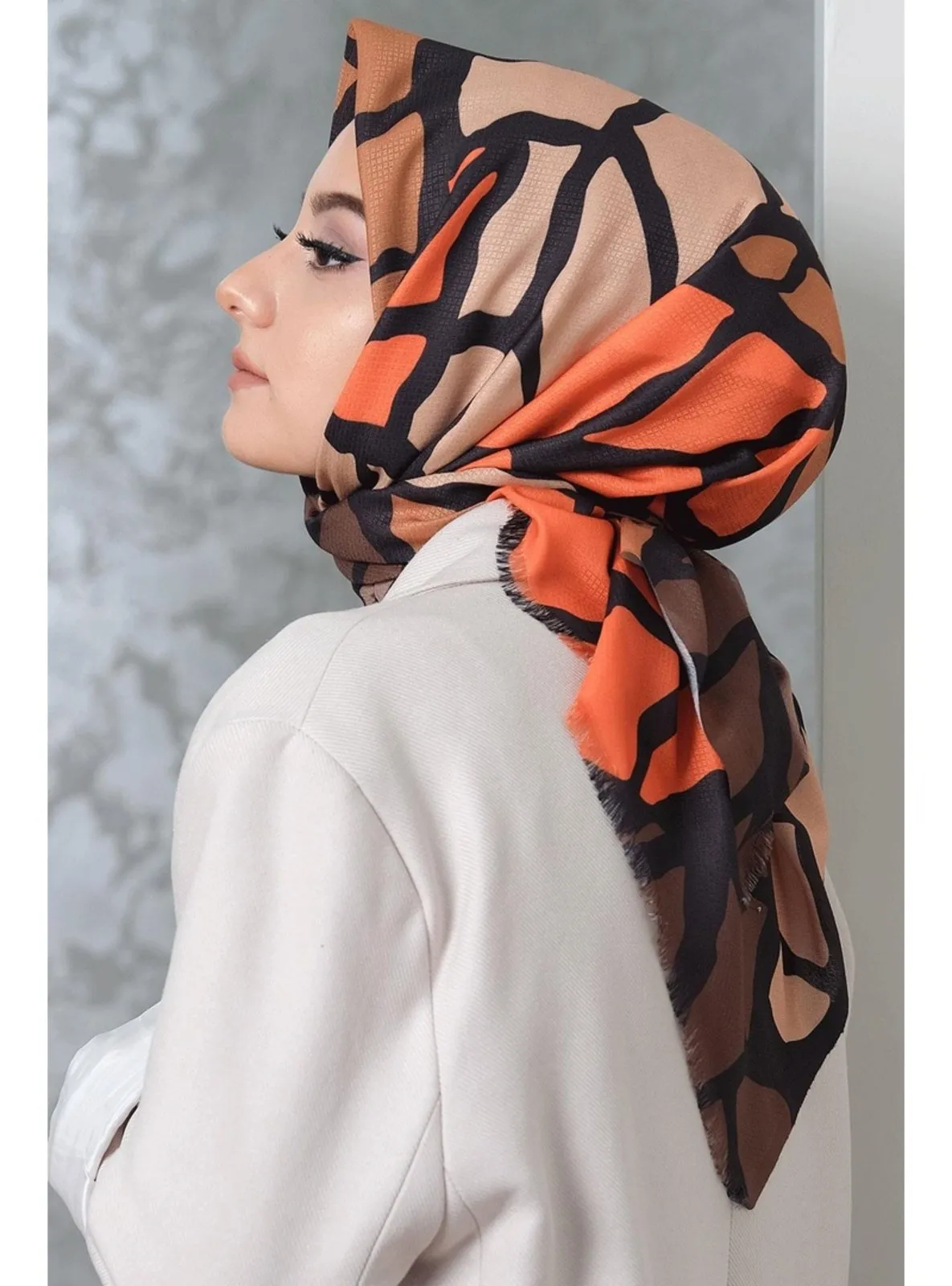 Orange - Printed - Scarf