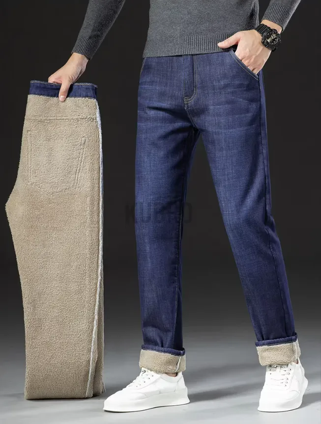 Pantalon droit en denim Lamb Fluff pour hommes