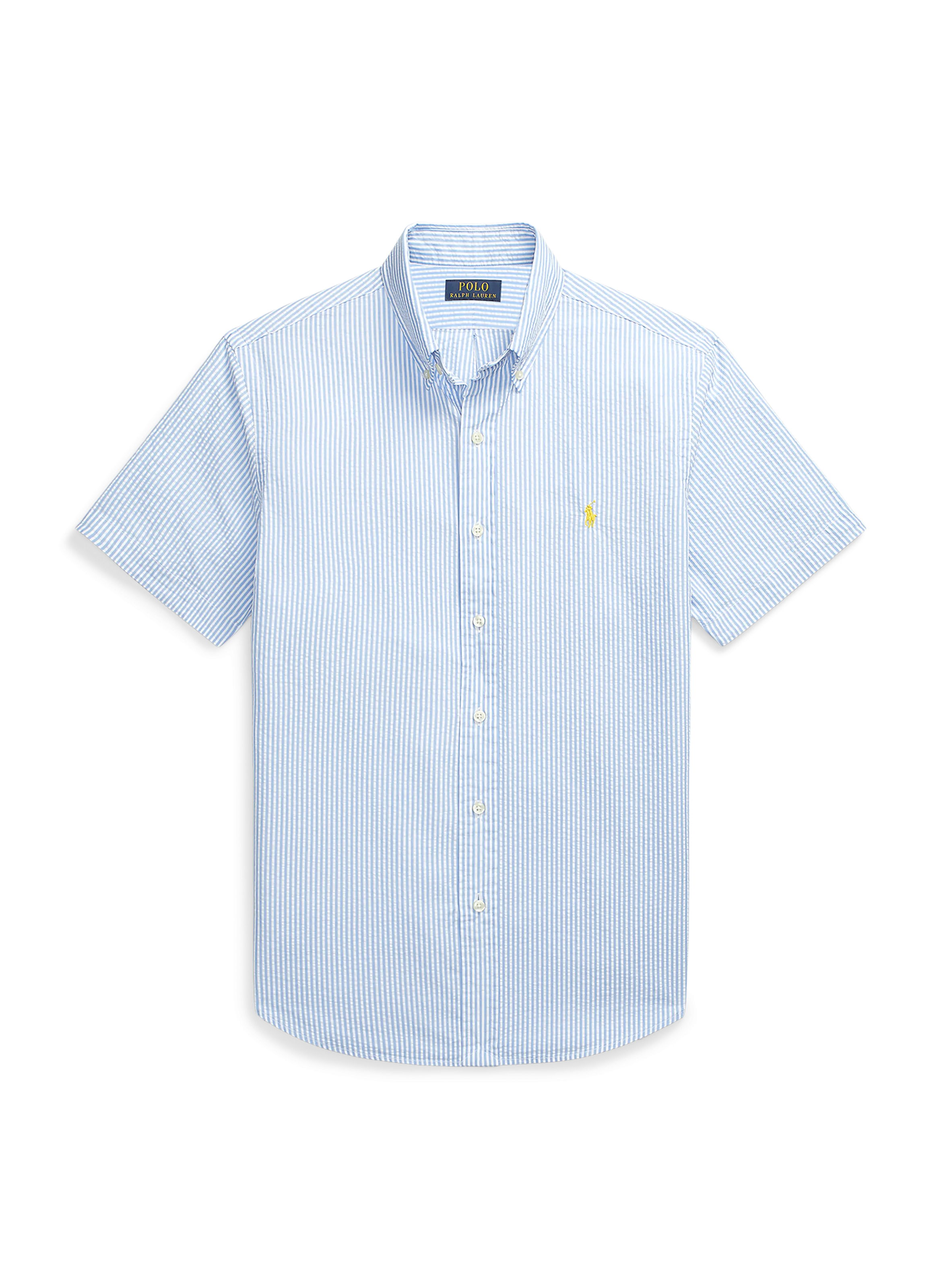 POLO RALPH LAUREN  Chemise courte à rayures en coton  - Bleu