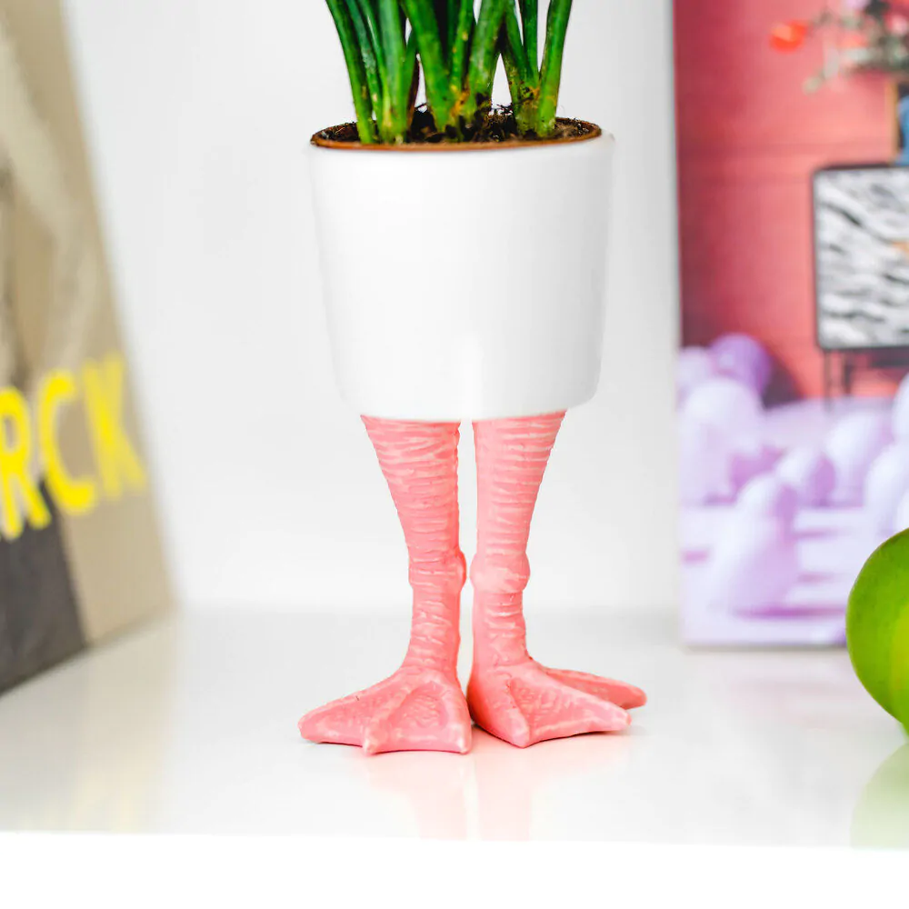 Pot de fleurs avec Pattes de flamant rose 
