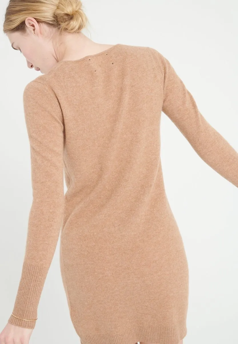 Robe col rond cachemire camel femme - LILLY 12