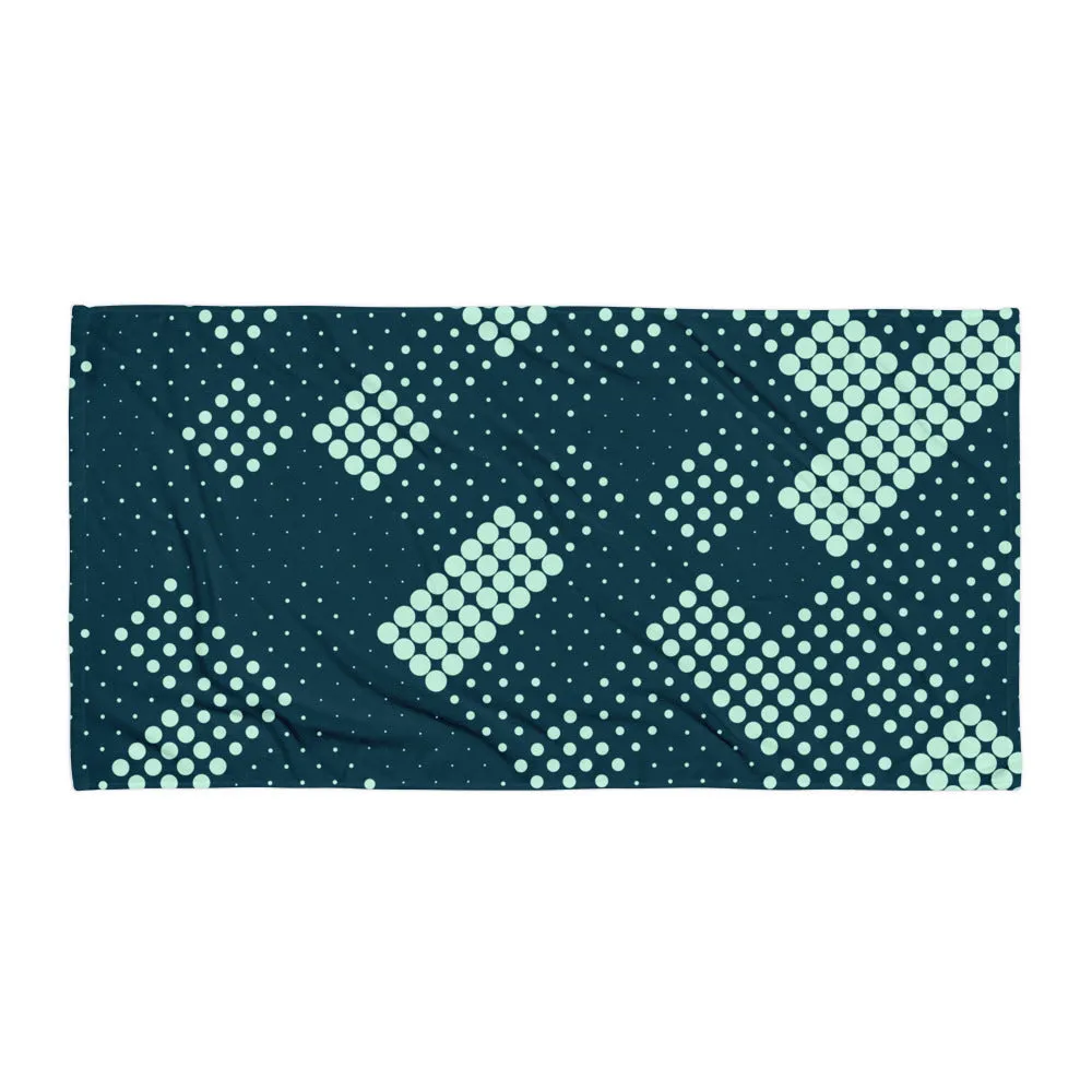 Serviette Bleue, points Turquoise