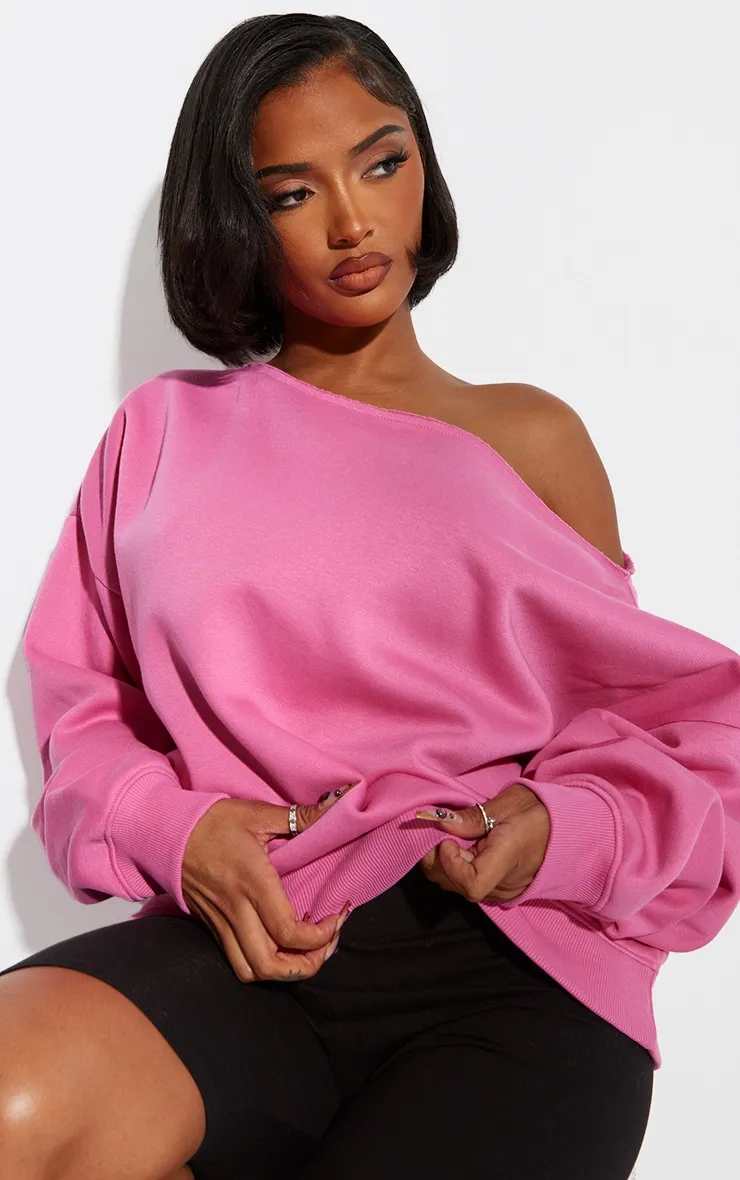 Shape Sweat rose vif oversize à ourlet élimé