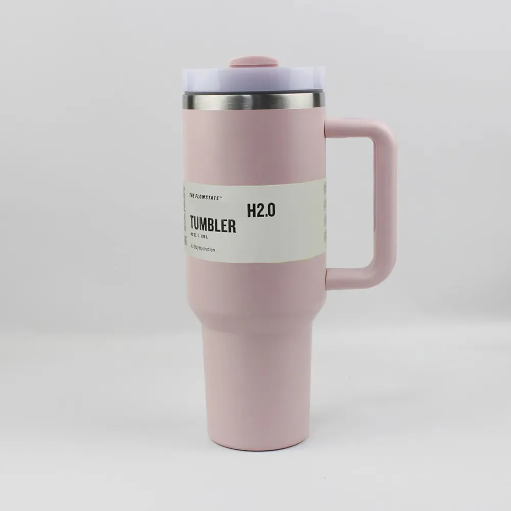 Tasse De 40 Oz Gobelet Avec Manche À Poignée Isolées Couvercles Paille De 40 Oz En Acier Inoxydable Termos Termos Prêts À Expédi