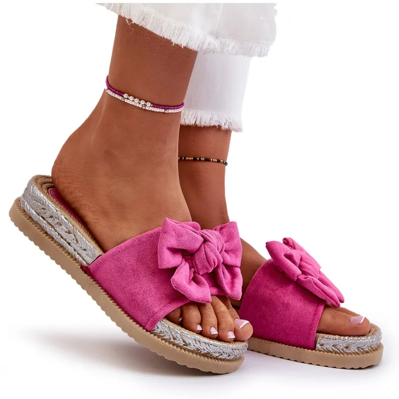 Tongs Plateforme Femme Avec Noeud Fuchsia Aflia rose