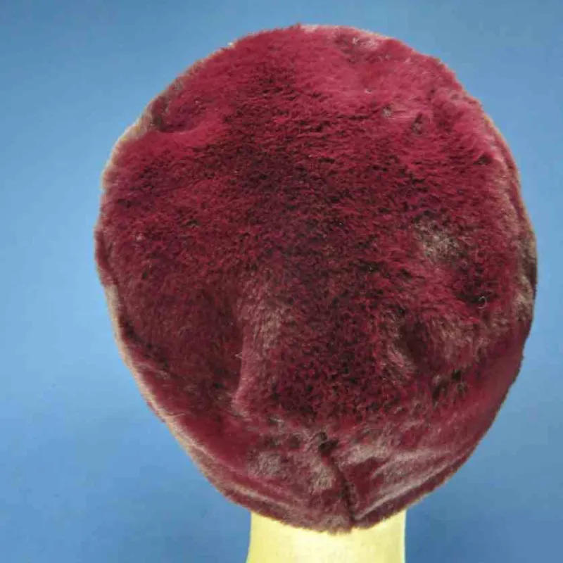 Toque fantaisie en fourrure synthétique prune | Chapeau hiver femme