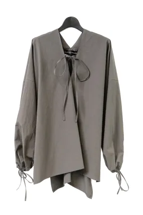 tous les deux ensemble/Cotton Typewriter V-neck Ribbon Blouse
